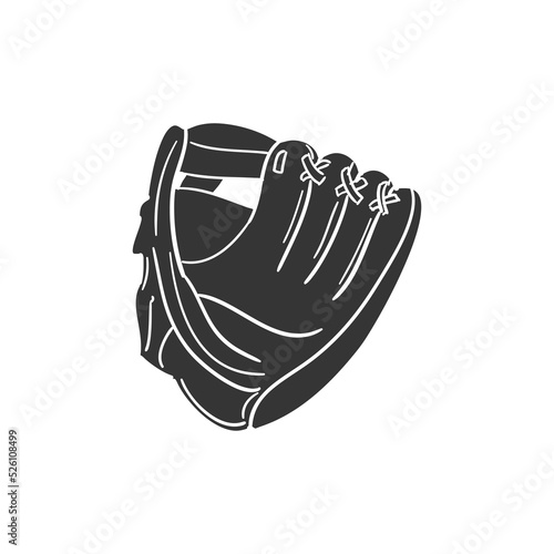Baseball Glove Icon Silhouette Illustration. Sports Vector Graphic Pictogram Symbol Clip Art. Doodle Sketch Black Sign.