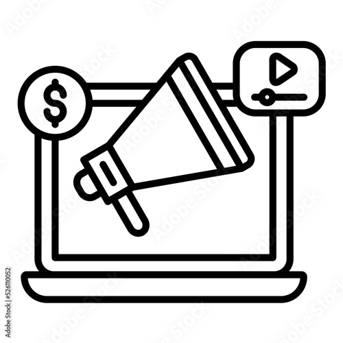 Paid Social Advertising Line Icon