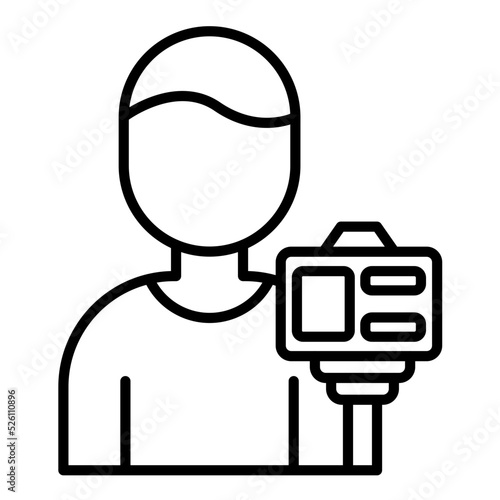 Male Vlogger Line Icon