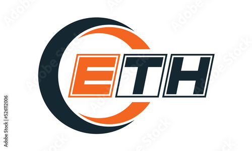 ETH three-letter circle logo design. custom font logo vector template | abstract logo | word mark logo | letter mark logo | business logo | minimalist logo | font logo |
