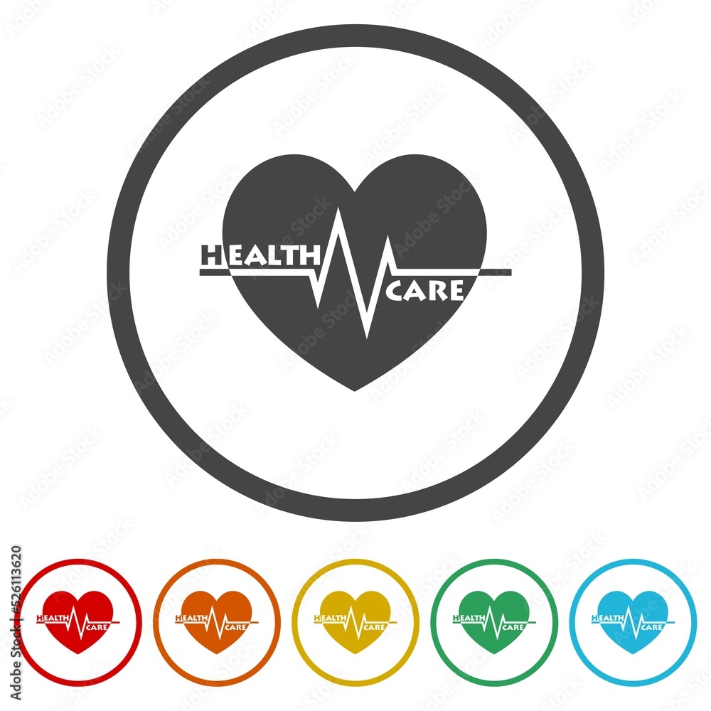 Health care icon isolated on white background. Set icons in color circle buttons Health care icon isolated on white background. Set icons in color circle buttons