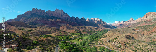 The road to Zion National Park. Absolutely stunning valley with a lush green valley in the summertime.