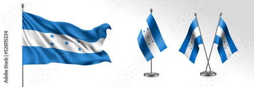 Set of Honduras waving flag on isolated background vector illustration