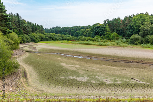 Dried up area of Swinsty Reservoir August 2022  North Yorkshire  England  United Kingdom