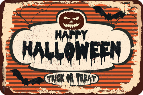 vintage grunge retro happy halloween sign