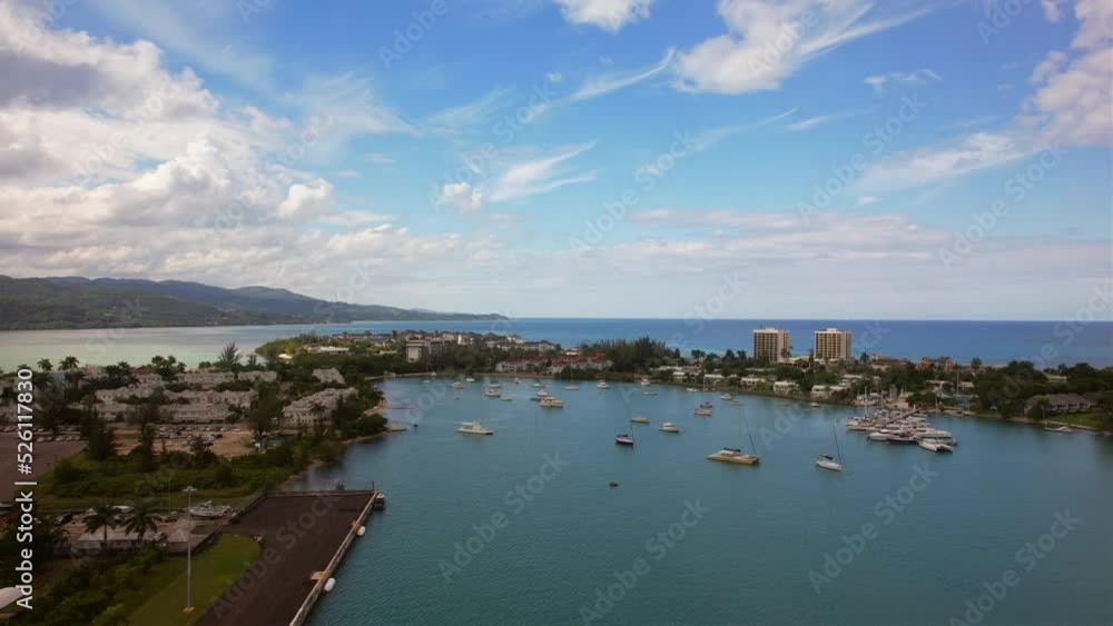 Beautiful bay with many yachts in the bay of Montego Bay, Jamaica Beautiful bay with many yachts in the bay of Montego Bay, Jamaica