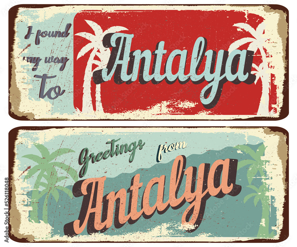 Obraz premium vintage grunge retro sign welcome to antalya ,greetings from antalya