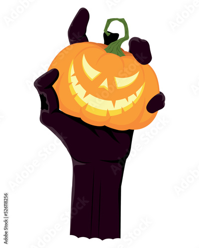 halloween hand with pumpkin