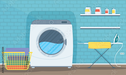 laundry room with iron