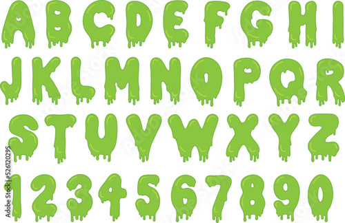 Dripping Slime Toxic Alphabet Letter and Number Clipart Set