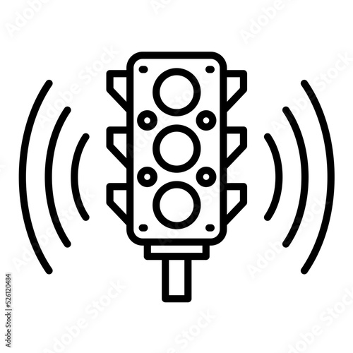 Smart Traffic Light Line Icon