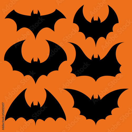Set of vampire bats silhouette