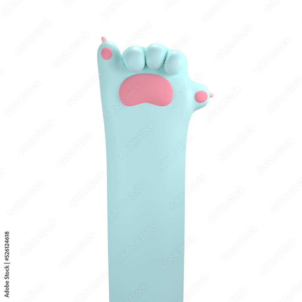 Pet paw sign. cat hand. call. 3D rendering on transparent background Pet paw sign. cat hand. call. 3D rendering on transparent background