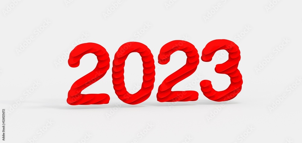 year 2023. 3D illustration numbers isolated white background year 2023. 3D illustration numbers isolated white background