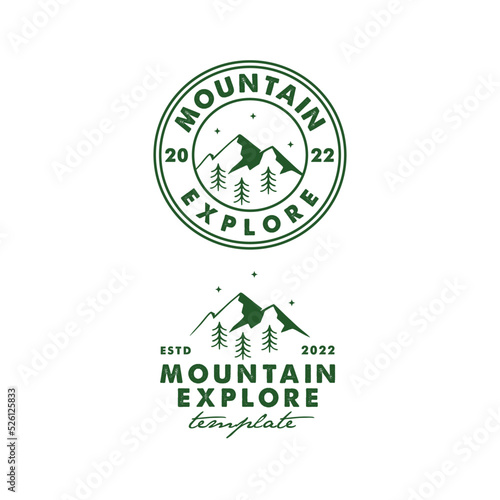 silhouette mountain illustration for mountain explore logo