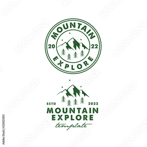 silhouette mountain illustration for mountain explore logo