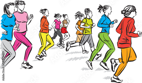 people running jogging sports concept vector illustration