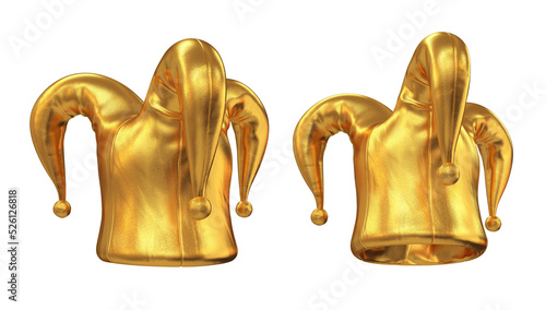 Obraz na płótnie Golden jester hat in two types on a white background, 3d render