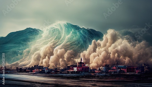 earthquake sea waves, dangerous waves illustration