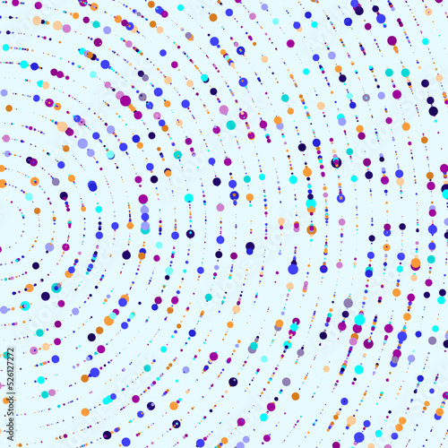 Abstractly arranged dots on blue background.