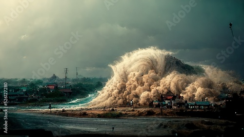 tsunami illustration, force of nature 