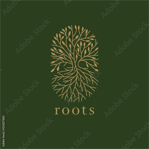 illustration logo vector graphic of trees and fibrous roots, good for plant logos	
