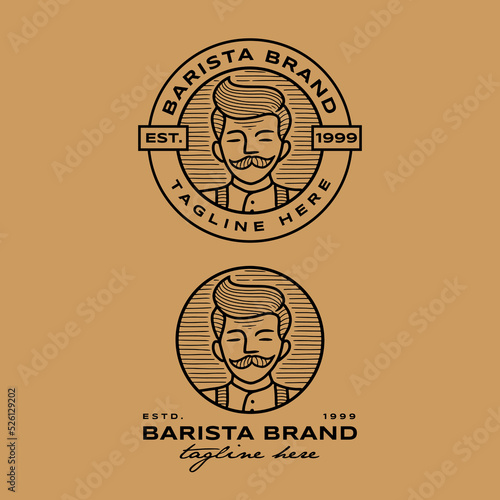 barista illustration for coffee shop logo