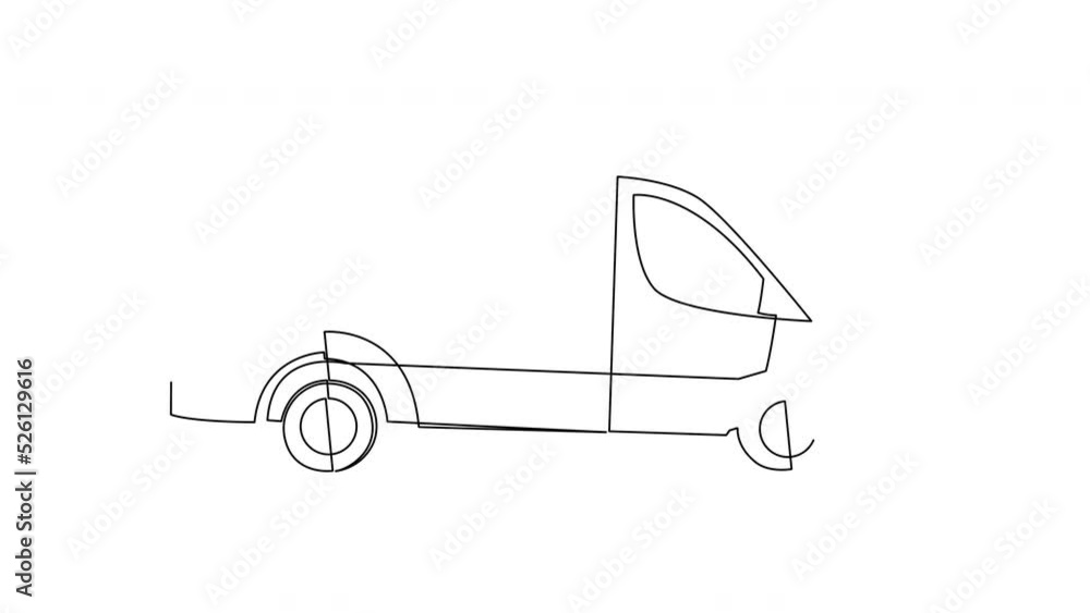 Self drawing animation of cargo van. Continuous one line drawing. Stock ...
