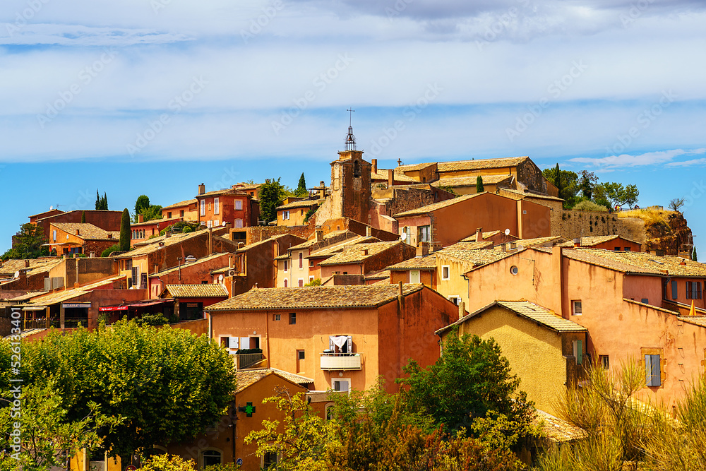 Old village on a hill. Roussillon, France