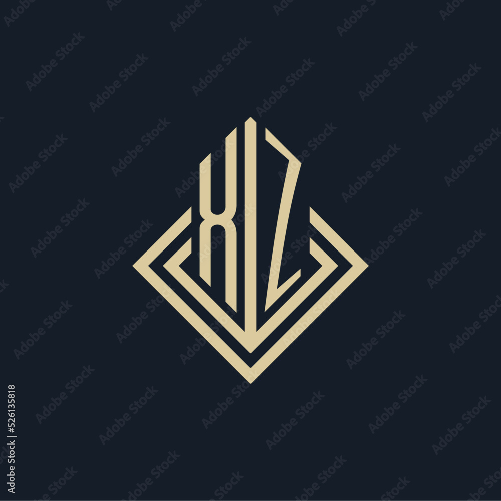 Initials XZ logo rhombus lines shape style, luxury modern real estate ...