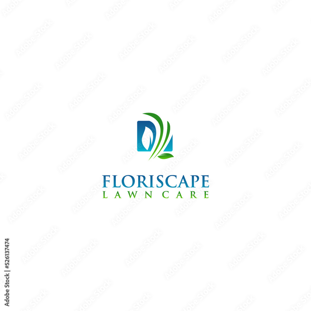 leaf and grass vector for lawn care business logo