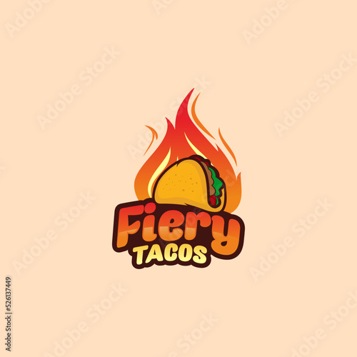 tacos and fire vector for tacos food business logo