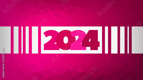 2024 new year vector icon. Pink low poly background. Element for business  web design  infographic  event  celebration  congratulation  page  presentation  calendar  winter holiday