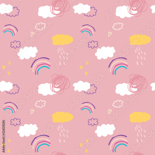 vector kids seamless pattern naive simple style