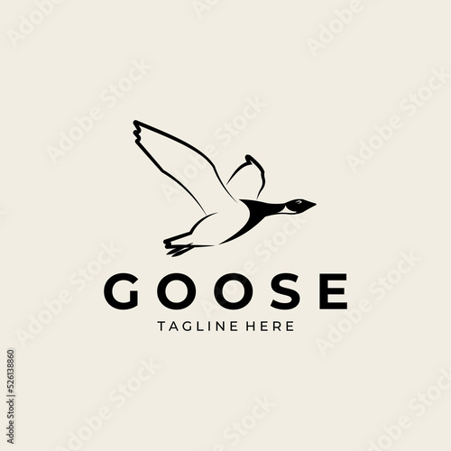 line art flying goose logo vector design
