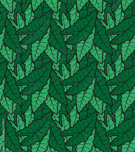 Seamless colorful floral pattern of leaves 