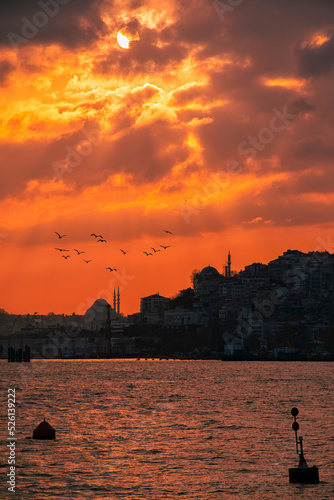 Canvas Print Hagia Sophia, Topkapi Palace and Blue Mosque on sunset in Istanbul