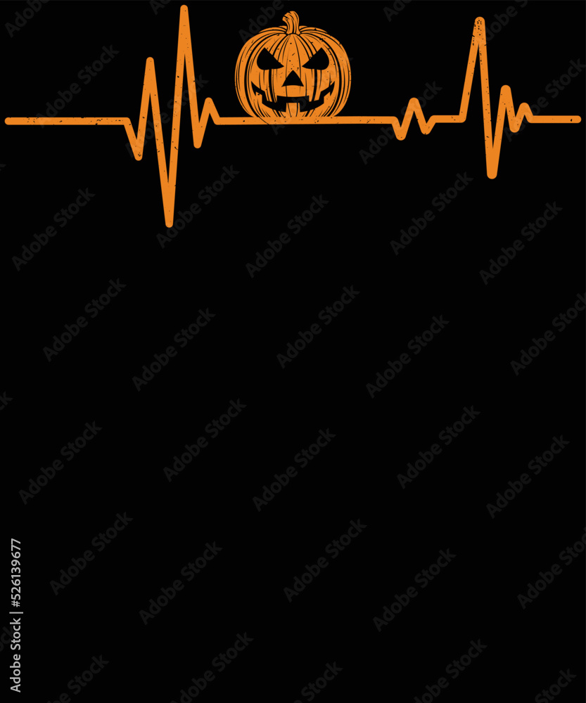 Pumpkin Heartbeat Halloween t-shirt design.