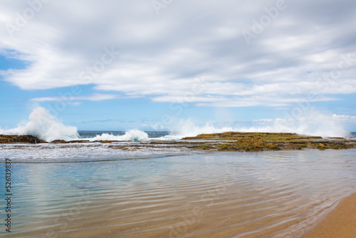 Waves crashing on the beach