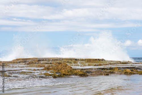 Waves crashing on the beach