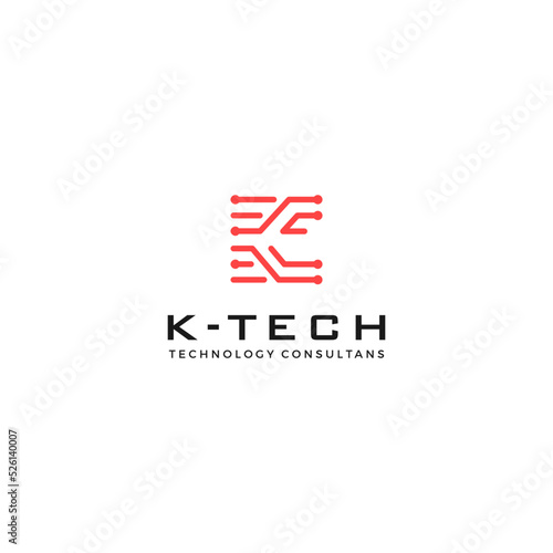 letter K monogram logo and technology line