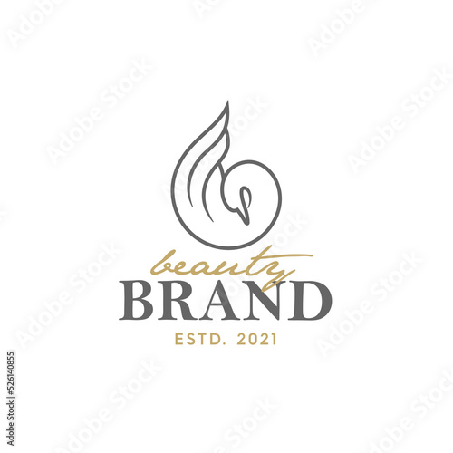 luxury logo design with swan illustration. Suitable for use in logo beauty, and salon