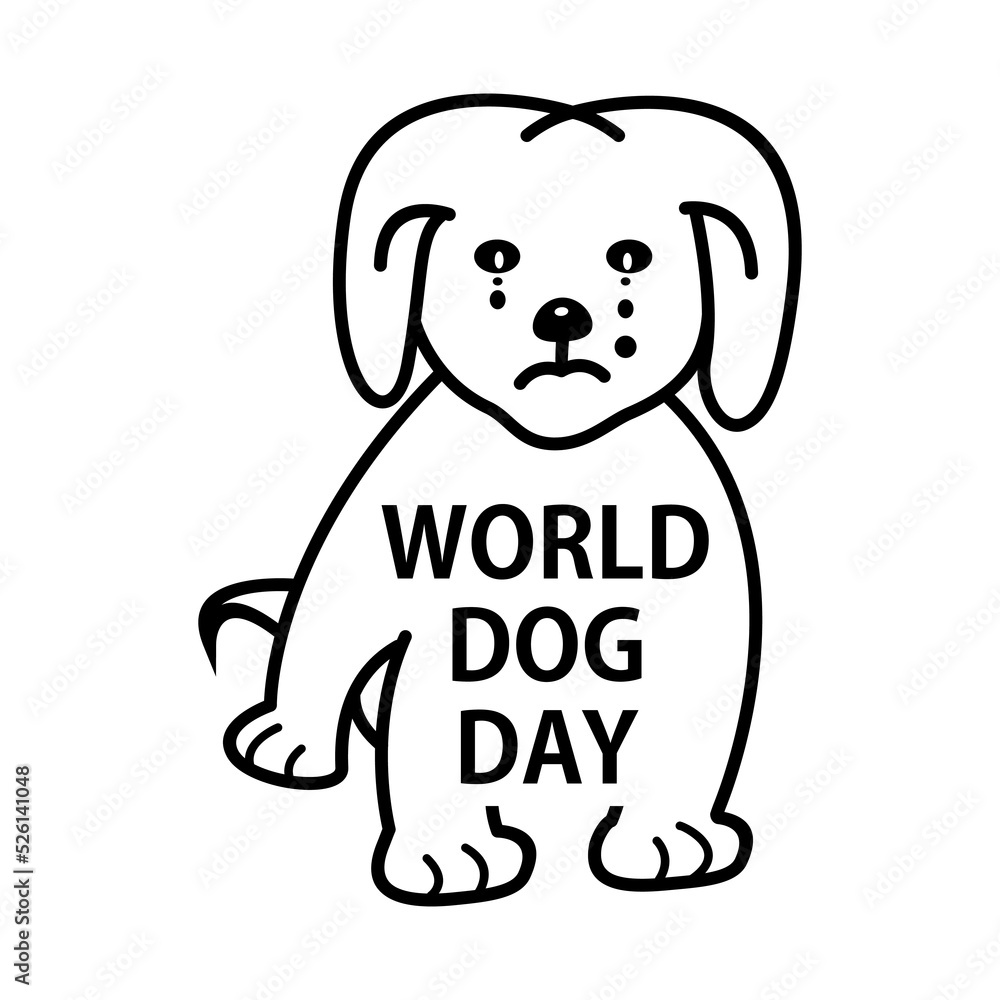 world dog day vector graphics. black line art design crying dog flat illustration. world dog day vector graphics. black line art design crying dog flat illustration.