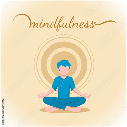 mindfulness. concept of meditation and mindfulness. man meditating in relaxation 