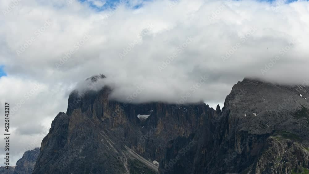 Timelapse of moving clouds in the Alps, Alpe di Siusi, Castelrotto, summer 2021. High quality 4k footage Timelapse of moving clouds in the Alps, Alpe di Siusi, Castelrotto, summer 2021. High quality 4k footage