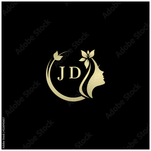 Initial letter JDlogo for women's care and beauty. the concept of a face that looks feminine for your business photo