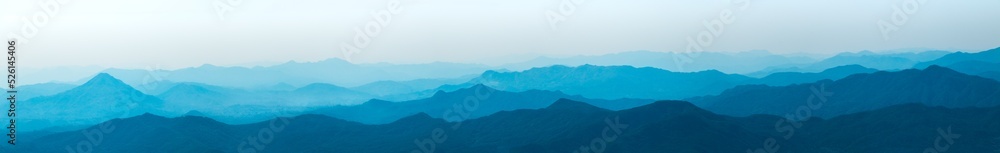 mountains in the fog