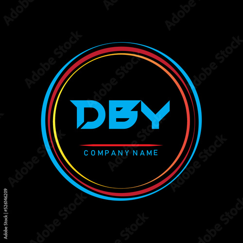 DBY letter Logo Design.  DBY T-shirt Logo Design.  DBY Letter monogram logo with creative rectangle shape on white background photo