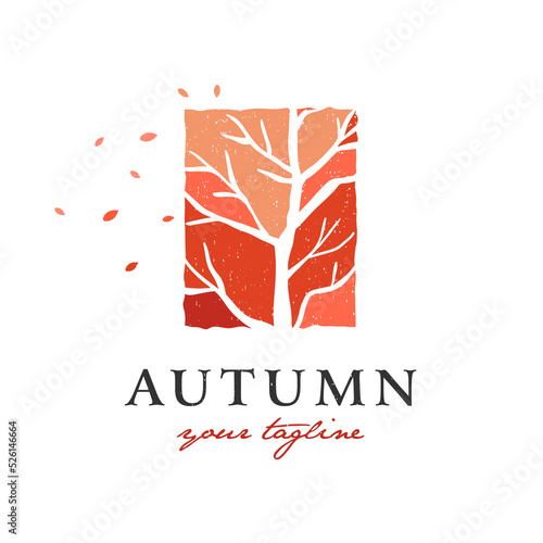 Autumn on a dry tree logo Premium Vector