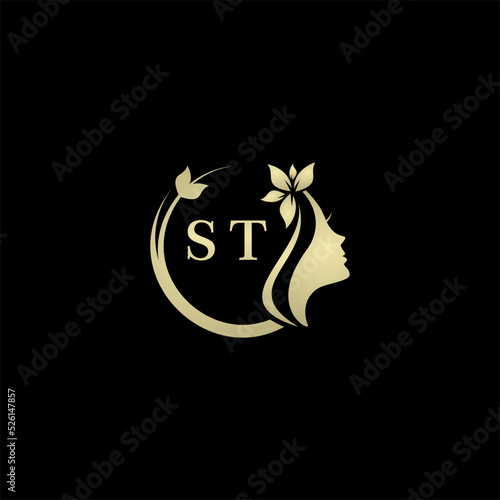 Initial letter STlogo for women's care and beauty. the concept of a face that looks feminine for your business photo